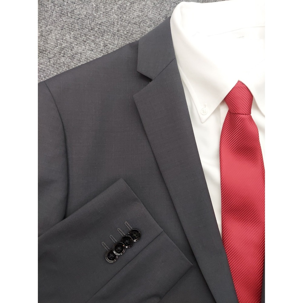 Express Blazer Jacket Mens 44R Extra Slim Gray Stretch Two Button Wool Blend NWT